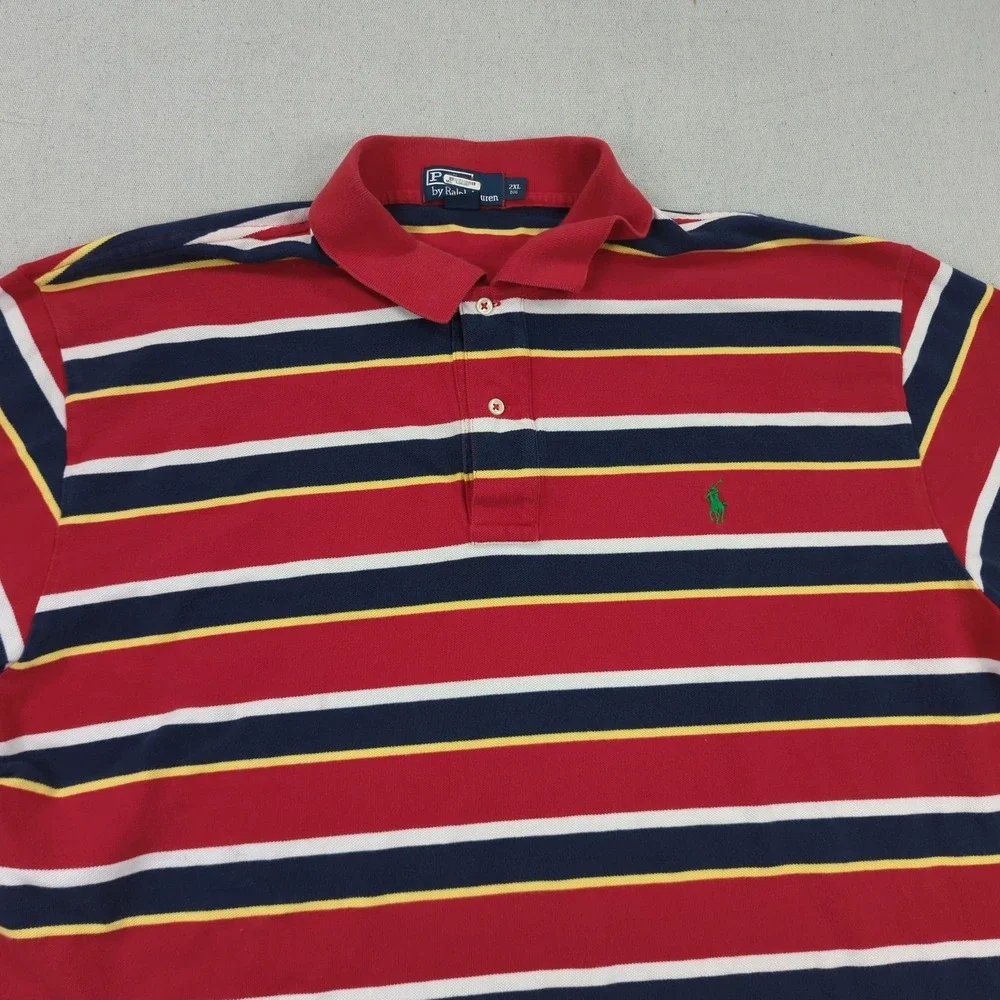 Polo Ralph Lauren Shirt Mens 2XLB Red Striped Casual Preppy